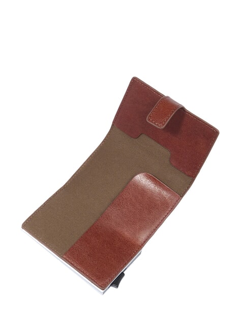 STORY UOMO RFID leather snap card holder brown 14/ruthenium palladium - Men&rsquo;s Wallets