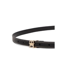 TOMMY HILFIGER TH LOGO Thin leather belt black - Belts - 4