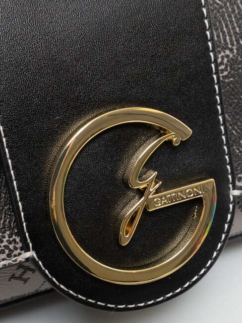 PLANETARIUM Shoulder bag with flap monochrom lt grey/black - Women&rsquo;s Bags