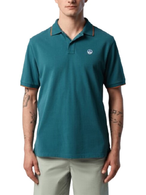 COLLAR STRIPED Short-sleeved cotton polo Mediterranean - Polo shirt