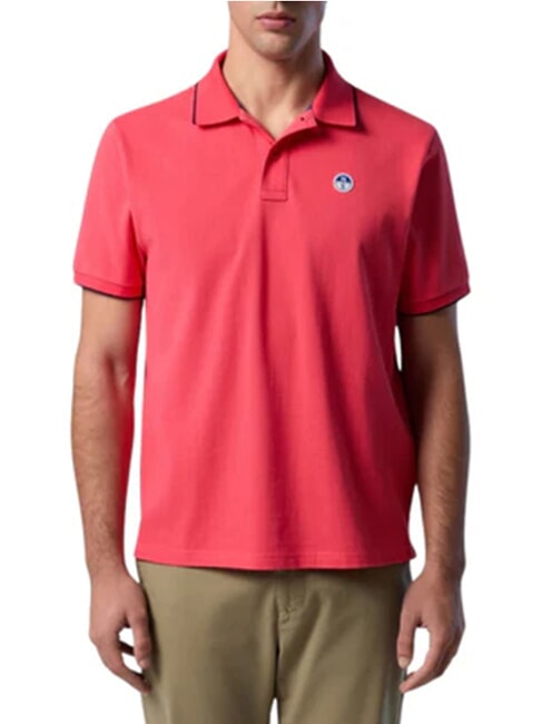 COLLAR STRIPED Short-sleeved cotton polo geranium - Polo shirt