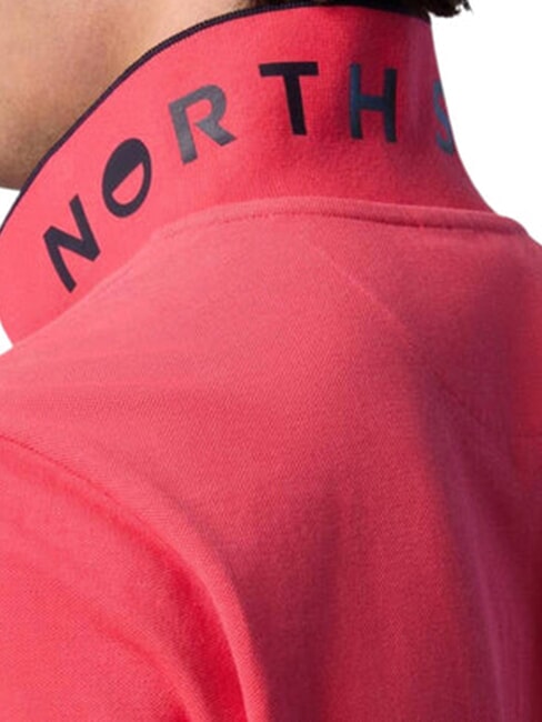 COLLAR STRIPED Short-sleeved cotton polo geranium - Polo shirt