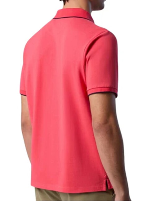 COLLAR STRIPED Short-sleeved cotton polo geranium - Polo shirt