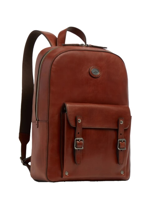 GALILEO 13" laptop backpack, in leather Brown / Ruthenium - Backpacks & School and Leisure
