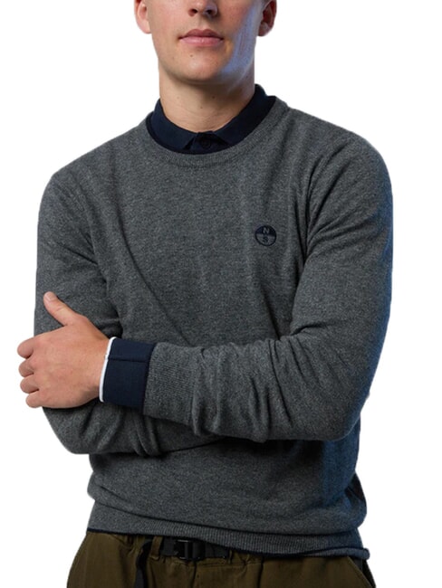 N|S Crew neck sweater medium gray melange - Men's Sweaters