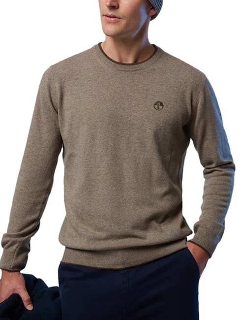 N|S Crew neck sweater walnut melange - Men's Sweaters