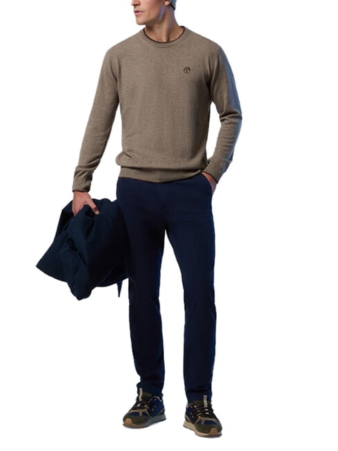 N|S Crew neck sweater walnut melange - Men's Sweaters