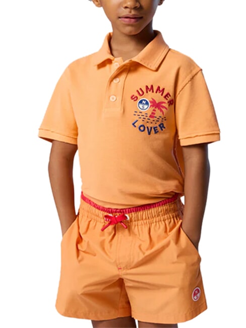 BASIC Volleyball-style beach boxer shorts light orange - Children's Swimwear