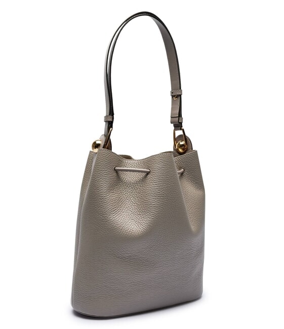 CAMPIONARIO - SFERA Leather bucket bag gray stucco - Women&rsquo;s Bags