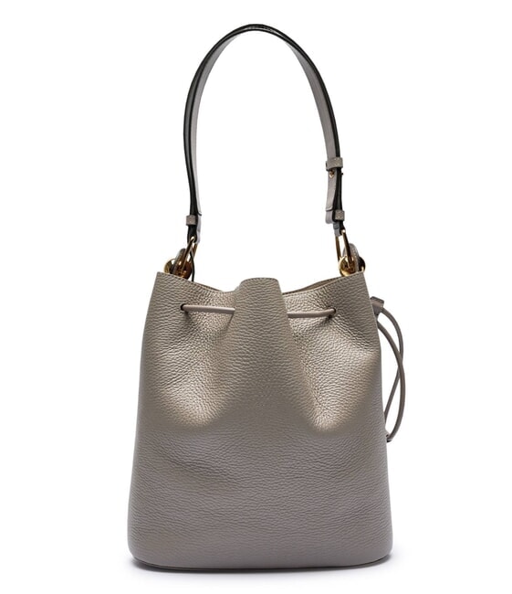 CAMPIONARIO - SFERA Leather bucket bag gray stucco - Women&rsquo;s Bags