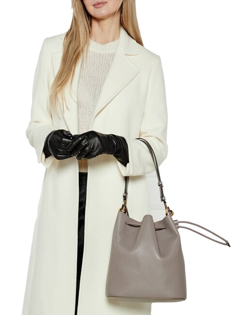 CAMPIONARIO - SFERA Leather bucket bag gray stucco - Women&rsquo;s Bags
