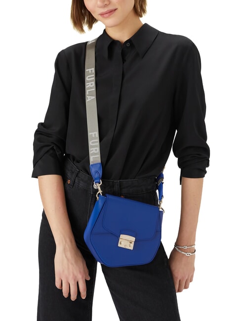 METROPOLIS Leather shoulder bag cobalt blue + light silver - Women&rsquo;s Bags