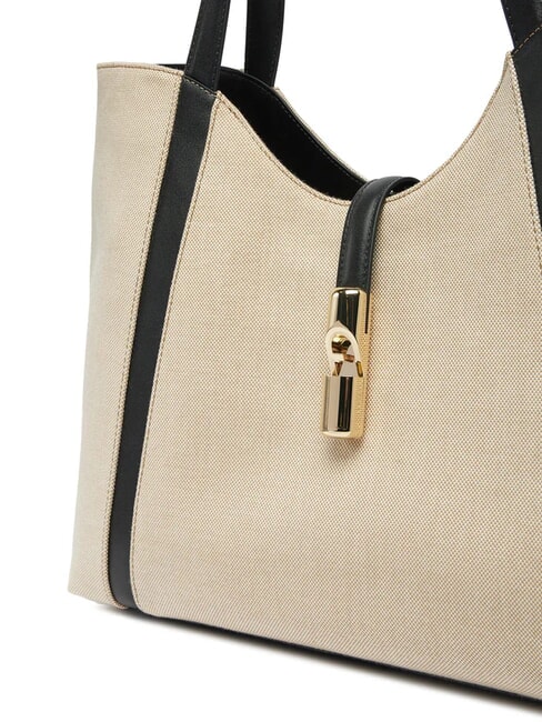 CAMPIONARIO - GOCCIA Canvas shoulder bag natural + black - Women&rsquo;s Bags