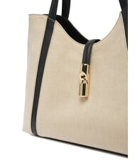 FURLA CAMPIONARIO - GOCCIA Canvas shoulder bag natural + black - Women&rsquo;s Bags - 4