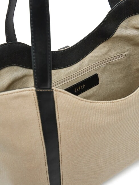 CAMPIONARIO - GOCCIA Canvas shoulder bag natural + black - Women&rsquo;s Bags
