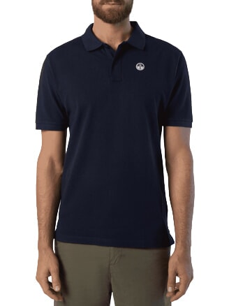 BASIC Short-sleeved cotton polo navy blue - Polo shirt