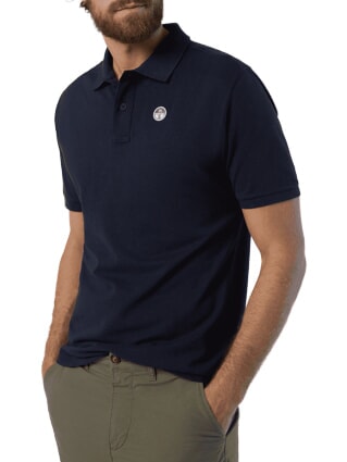 BASIC Short-sleeved cotton polo navy blue - Polo shirt