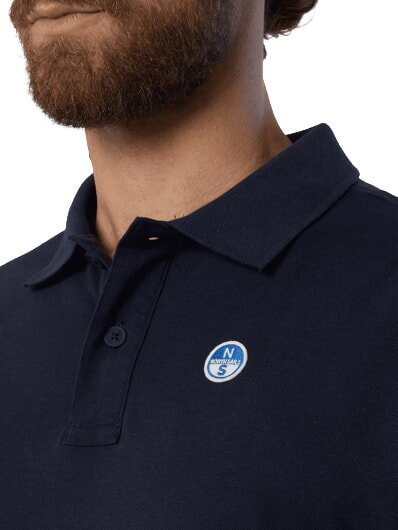 BASIC Short-sleeved cotton polo navy blue - Polo shirt