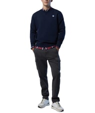 NORTH SAILS ROUND LOGO Cotton crewneck sweatshirt navy blue - Sweatshirts - 5