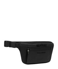 PIQUADRO ORION Leather and fabric bum bag Black - Hip pouches - 3