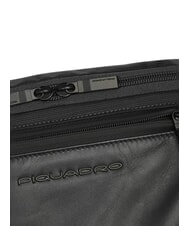 PIQUADRO ORION Leather and fabric bum bag Black - Hip pouches - 4