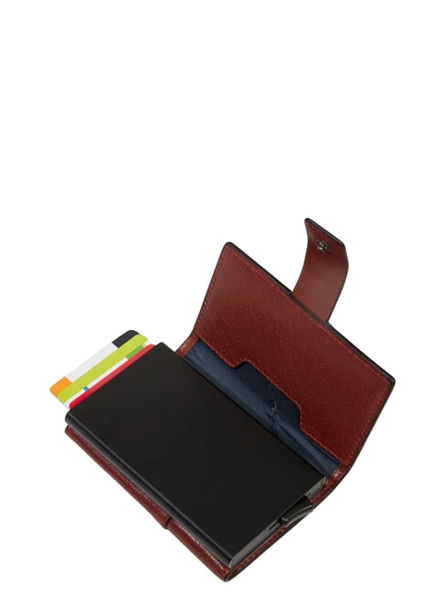 S141 Automatic card holder in metal and leather LEATHER - Men&rsquo;s Wallets