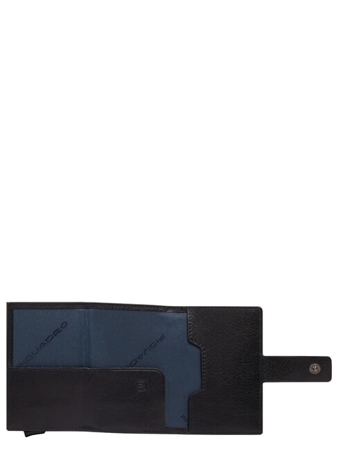 S141 Automatic card holder in metal and leather Black - Men&rsquo;s Wallets
