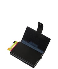 PIQUADRO S141 Automatic card holder in metal and leather Black - Men&rsquo;s Wallets - 3