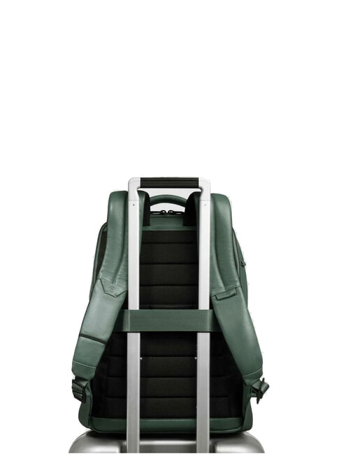 RUSSEL 14" laptop backpack, in leather GREEN - Laptop backpacks