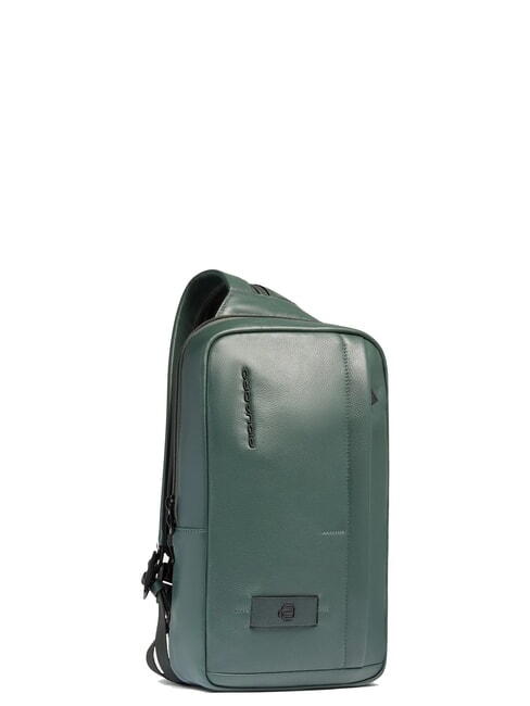 W137 One-shoulder leather backpack GREEN - Laptop backpacks