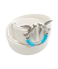 PINKO LOVE BERRY Leather belt white cloud-matt. silver - Belts - 4