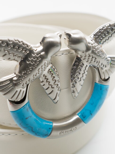 LOVE BERRY Leather belt white cloud-matt. silver - Belts