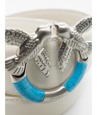 PINKO LOVE BERRY Leather belt white cloud-matt. silver - Belts - 3