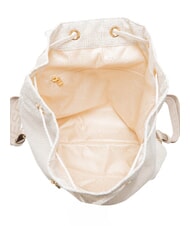 BORBONESE MEDIUM ECO LINE Medium backpack in fabric white cotton - Women&rsquo;s Bags - 5