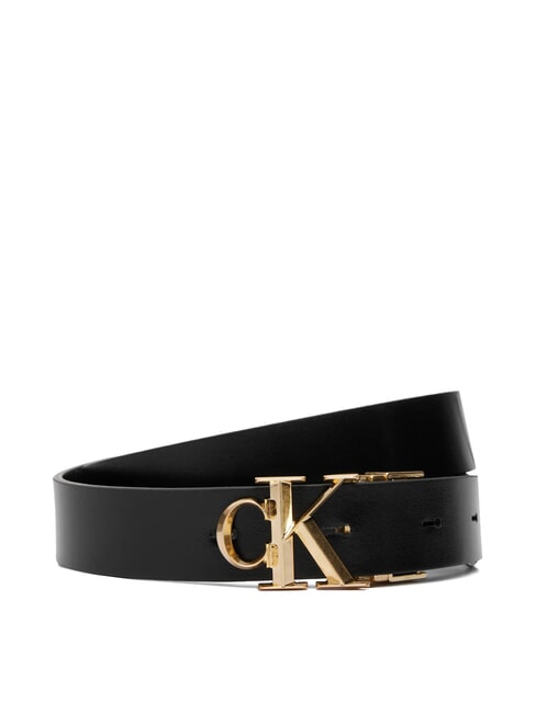 CK HARDWARE Reversible leather belt black / antique light gold - Belts