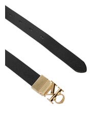 CALVIN KLEIN CK HARDWARE Reversible leather belt black / antique light gold - Belts - 3