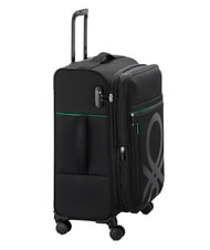 BENETTON By DELSEY COLOR BLOCK Expandable Cabin + Medium + Large Trolley Set Black - Trolley Set - 2
