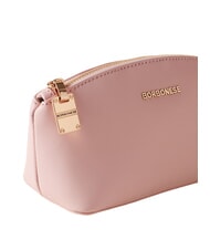 BORBONESE LETTERING Mini leather toiletry bag pink lotus - Sachets & Travels Cases - 4