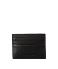 BORBONESE LETTERING Flat card holder in leather Black - Women&rsquo;s Wallets - 2