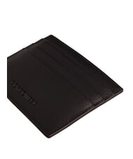 BORBONESE LETTERING Flat card holder in leather Black - Women&rsquo;s Wallets - 3