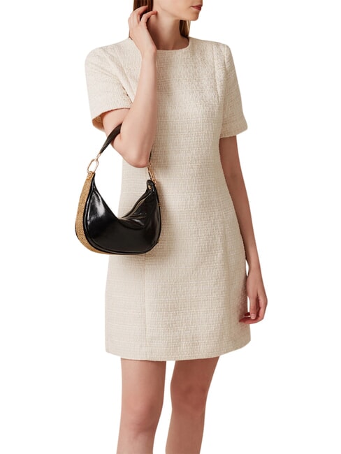 OYSTER Shoulder bag, leather BLACK / NATURAL OP - Women&rsquo;s Bags