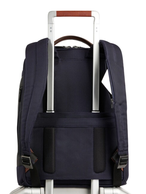 BRIEF 2 laptop backpack and ipad holder in recycled fabric blue/leather - Laptop backpacks