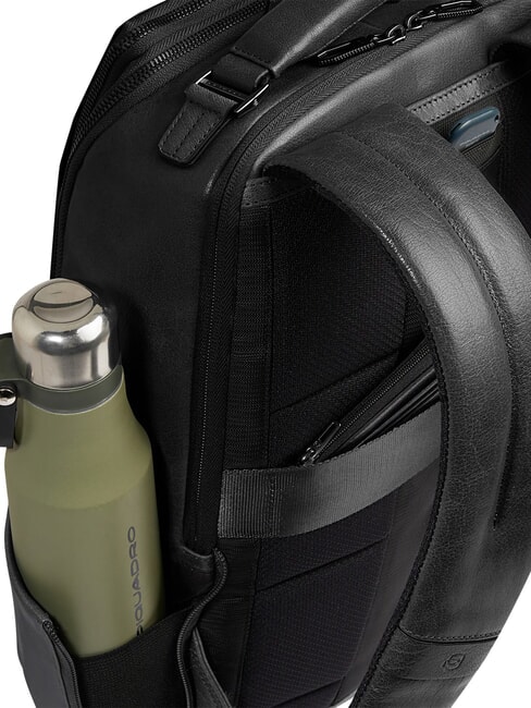 S141 Leather backpack, 14" laptop holder Black - Laptop backpacks
