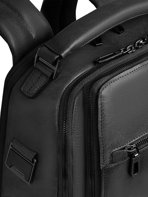 S141 Leather backpack, 14" laptop holder Black - Laptop backpacks