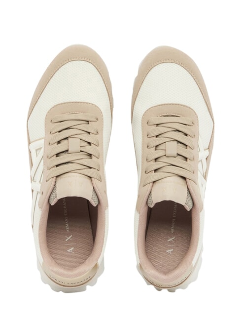 DROP MICROSUEDE Sneakers with side logo sand+off white - Women&rsquo;s shoes