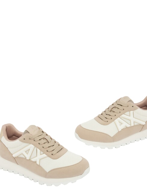 DROP MICROSUEDE Sneakers with side logo sand+off white - Women&rsquo;s shoes