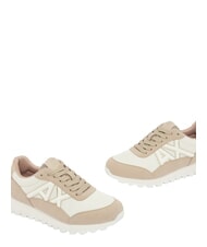ARMANI EXCHANGE DROP MICROSUEDE Sneakers with side logo sand+off white - Women&rsquo;s shoes - 5