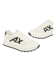 ARMANI EXCHANGE DROP MICROSUEDE Sneakers with contrasting logo off white + black - Men&rsquo;s shoes - 6