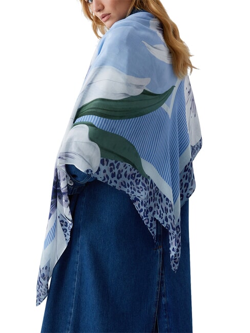 FLOWER ORCHID Scarf bright blue wave - Scarves