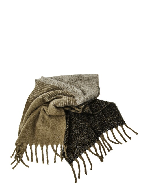 ESTELLE Scarf with fringes military/cream - Scarves